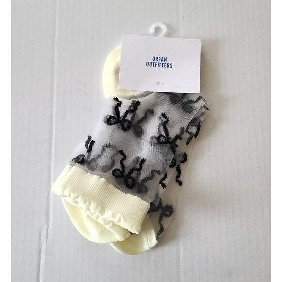 Urban Outfitters Accessories - URBAN OUTFITTERS Sheer Bow Patterned Crew Socks Cream Coquette Flirty NWT